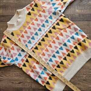 Jayley Collection Love Heart Crewneck Cashmere & Banana Peel Jumper Sweater, OS